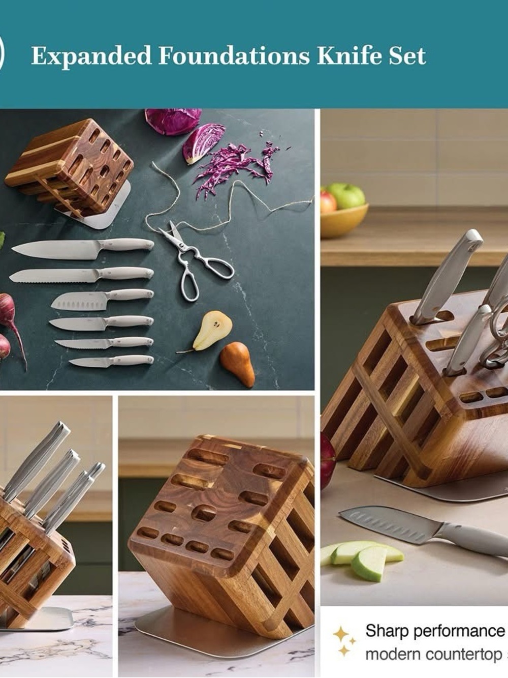 Pampered Chef Knife Set with Wood Block